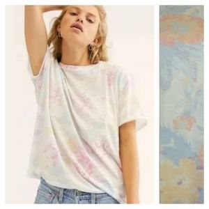 NWOT Free People We the Free Floral Clarity Cloud Relaxed Oversized Ringer Tee